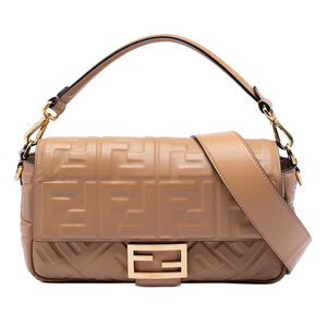 Pre-Loved Fendi Zucca Embossed Leather Baguette Satchel